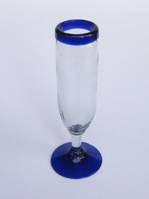 Sale Items / Cobalt Blue Rim 6 oz Champagne Flutes (set of 6) / Beautifully crafted champagne flutes for important celebrations!, enjoy toasting with your favorite champagne or sparkling wine in stylish fashion!